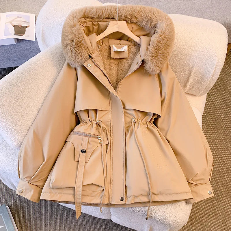 Fleece-Lined Padded Coat with Hood