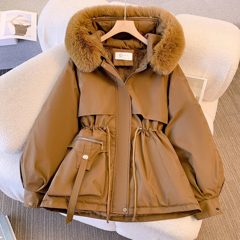 Fleece-Lined Padded Coat with Hood