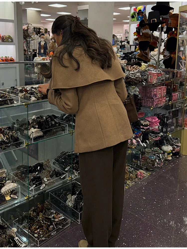 Tailored Wool-Blend Scarf Coat