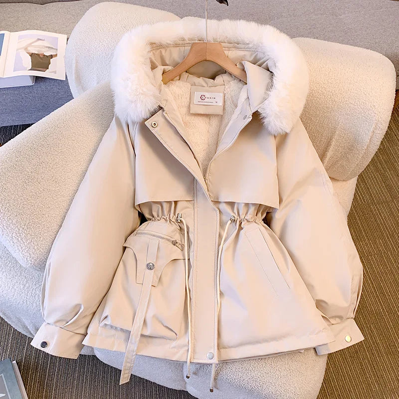 Fleece-Lined Padded Coat with Hood