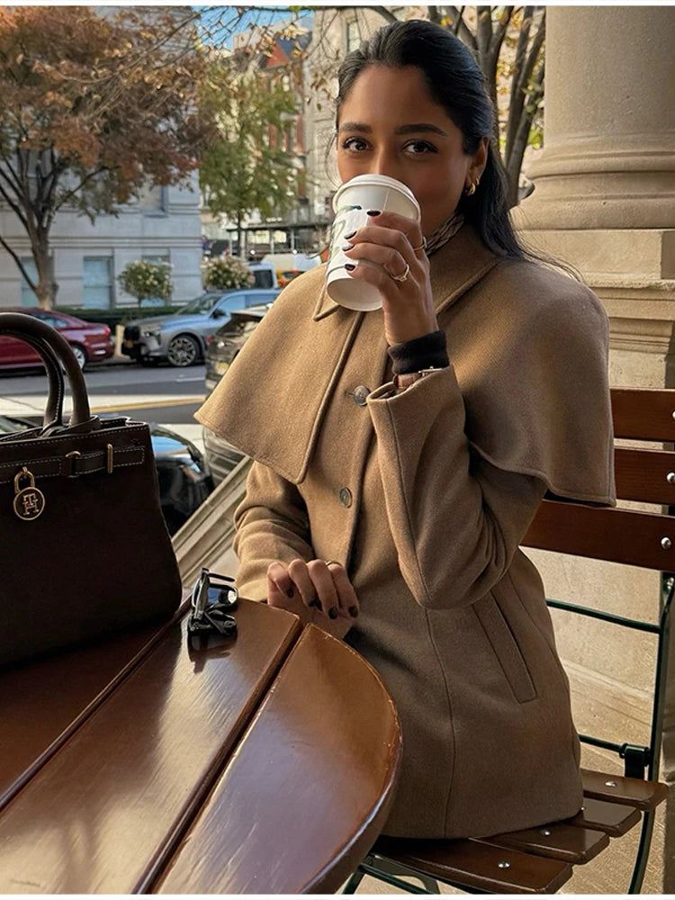 Tailored Wool-Blend Scarf Coat