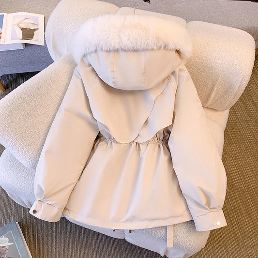 Fleece-Lined Padded Coat with Hood